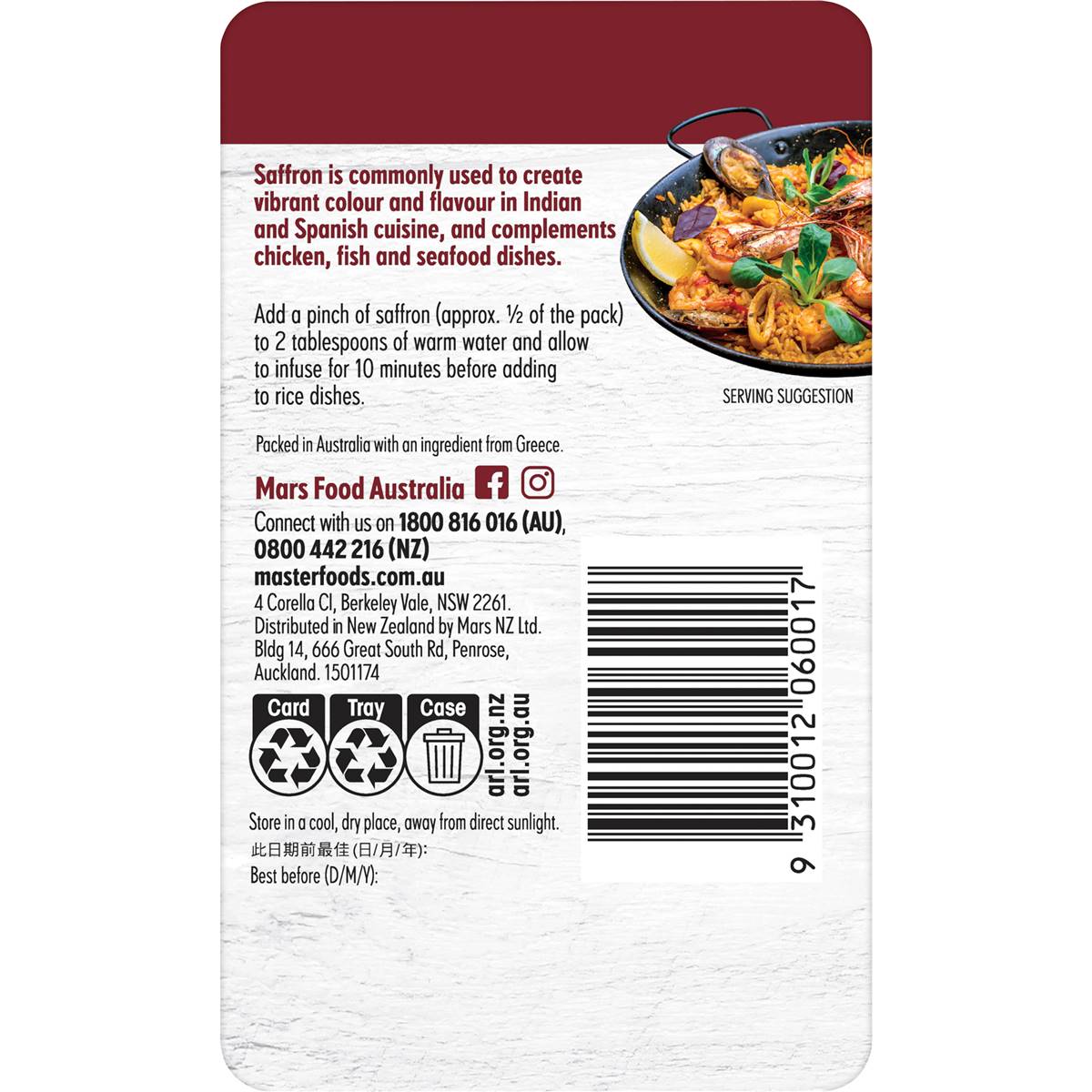 Masterfoods Pure Saffron 250mg Woolworths