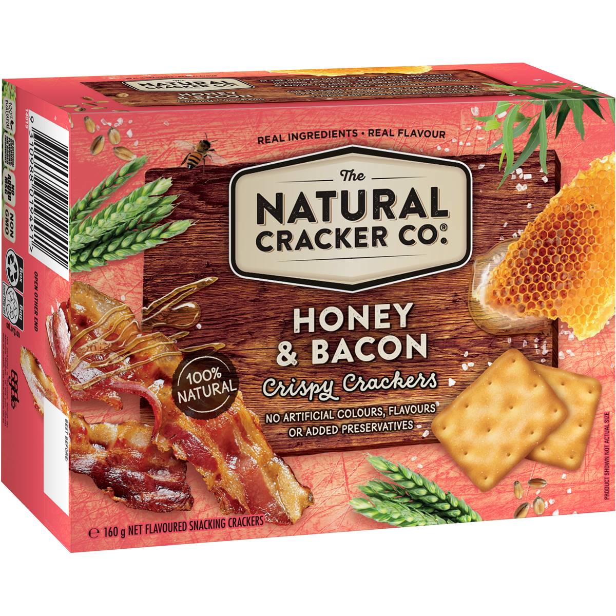 The Natural Cracker Co. Honey & Bacon Crispy Crackers 160g Woolworths