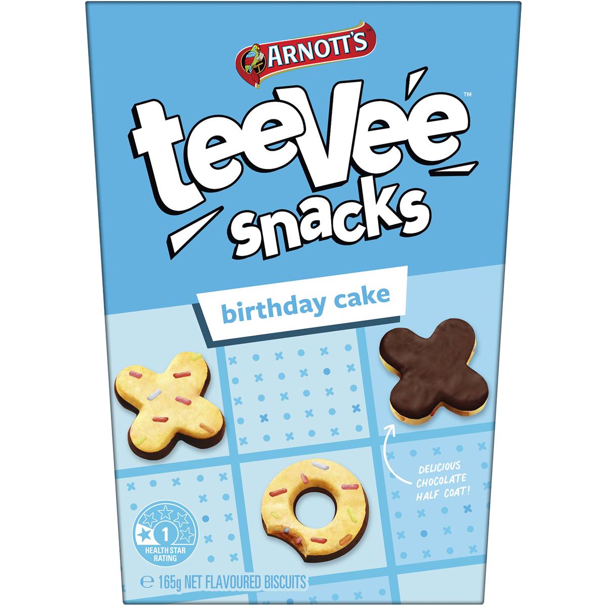 Arnott's Teevee Snacks X & O Birthday Cake 165g Woolworths