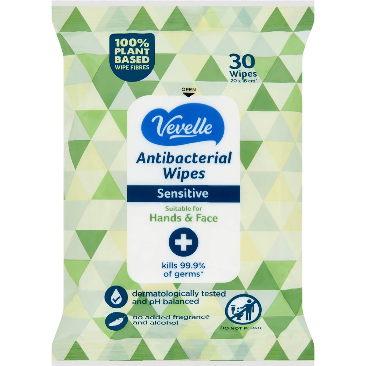 Vevelle Antibacterial Hand & Face Wipes Sensitive 30 Pack Woolworths
