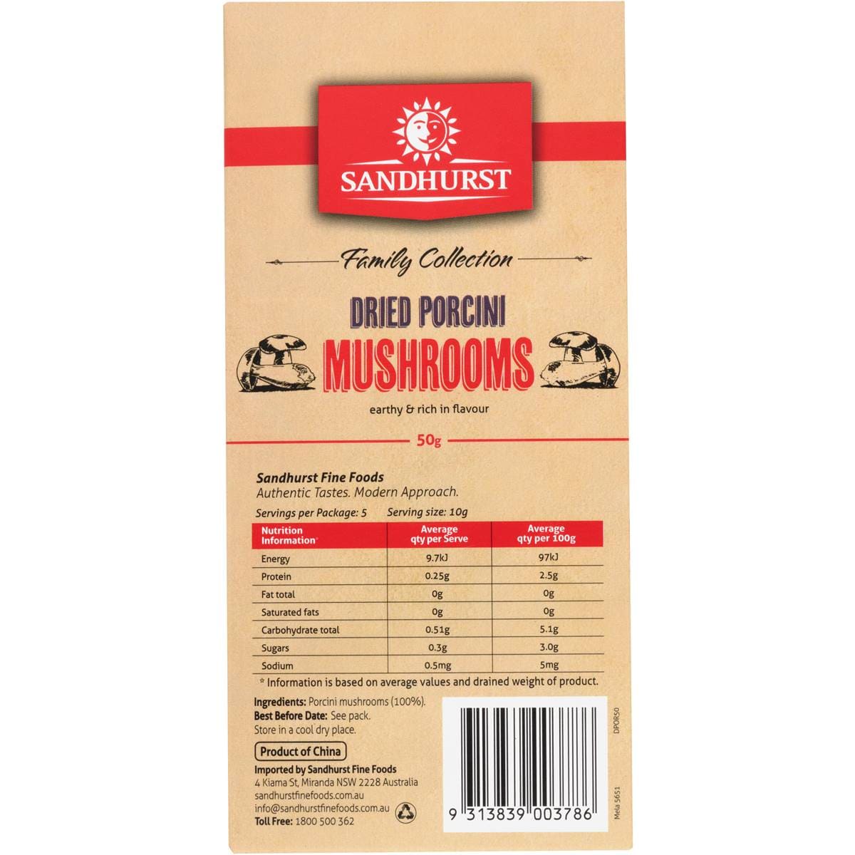 Sandhurst Dried Porcini Mushrooms 50g Woolworths