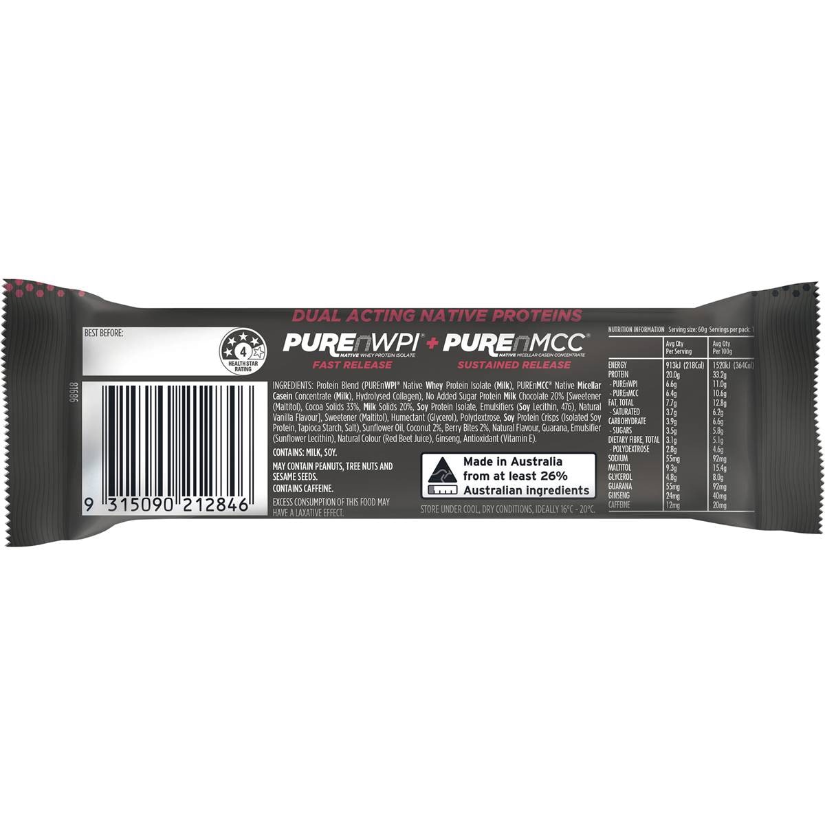 Crankt Protein + Energy Bar Raspberry & Coconut 60g Woolworths