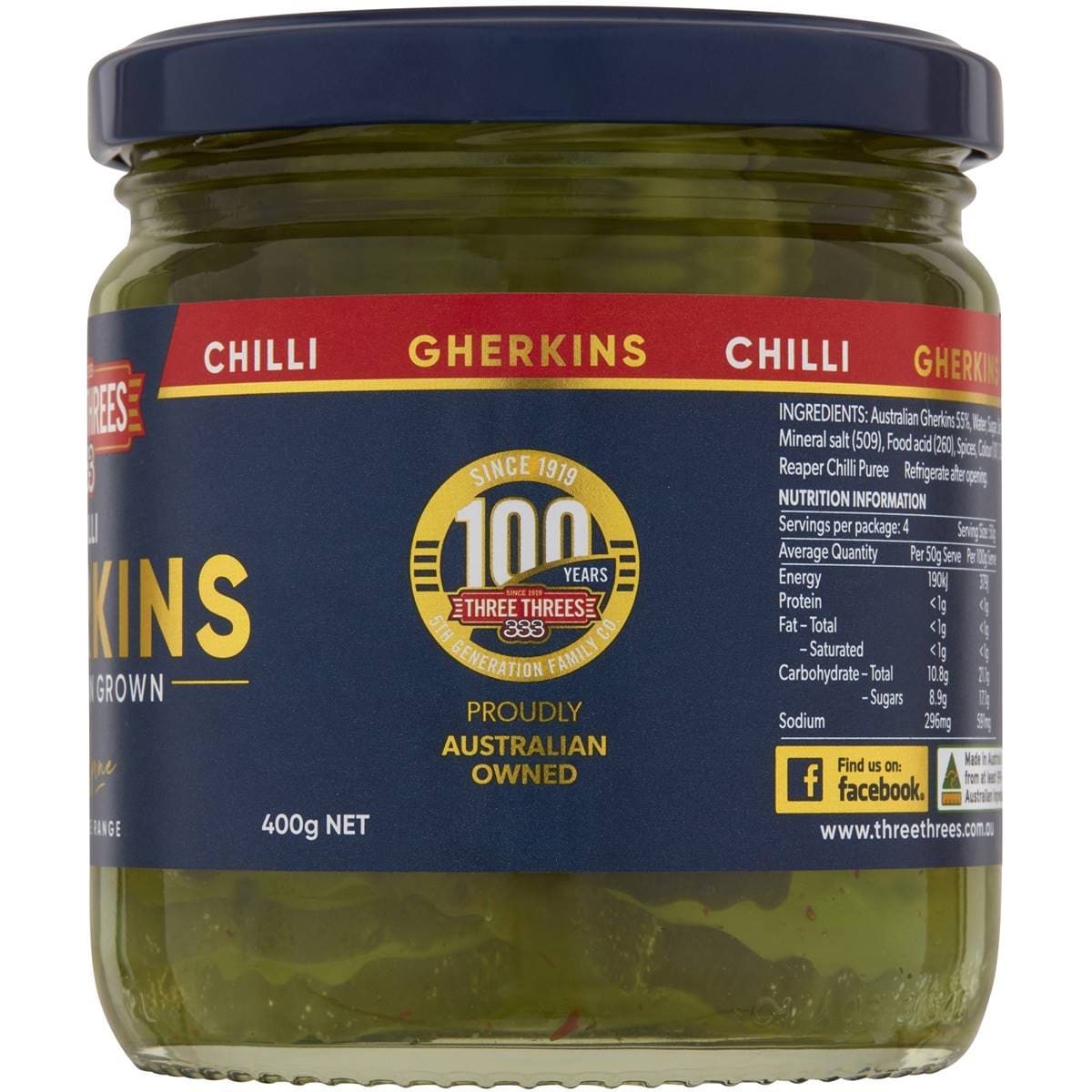 Three Threes Chilli Gherkins 400g Woolworths