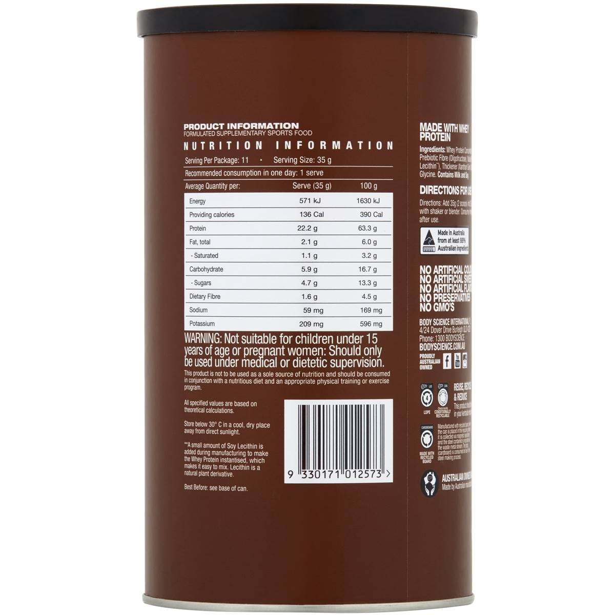 Bsc Body Science Whey Protein Chocolate 400g Woolworths