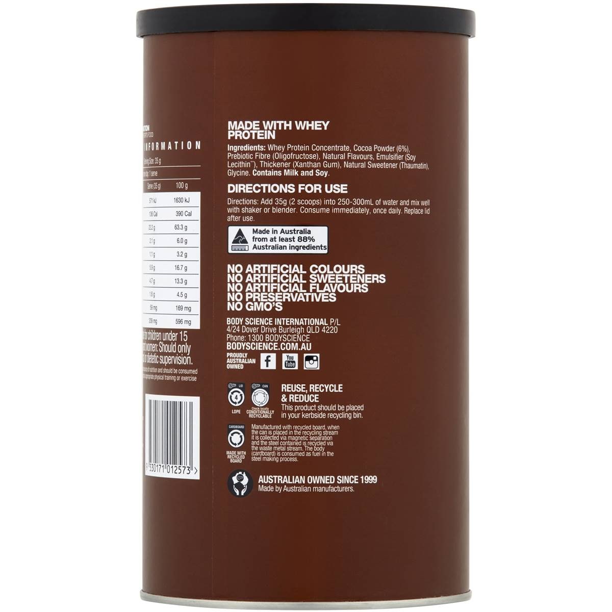 Bsc Body Science Whey Protein Chocolate 400g Woolworths