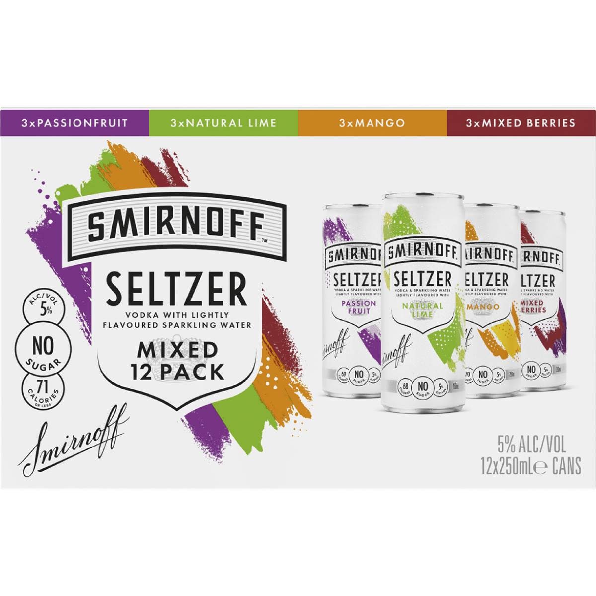 Smirnoff Seltzer Mixed Pack 250mL x 12 pack
