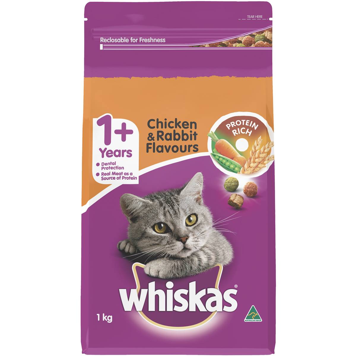 Whiskas 1 Years Dry Cat Food Chicken Rabbit 1kg Woolworths