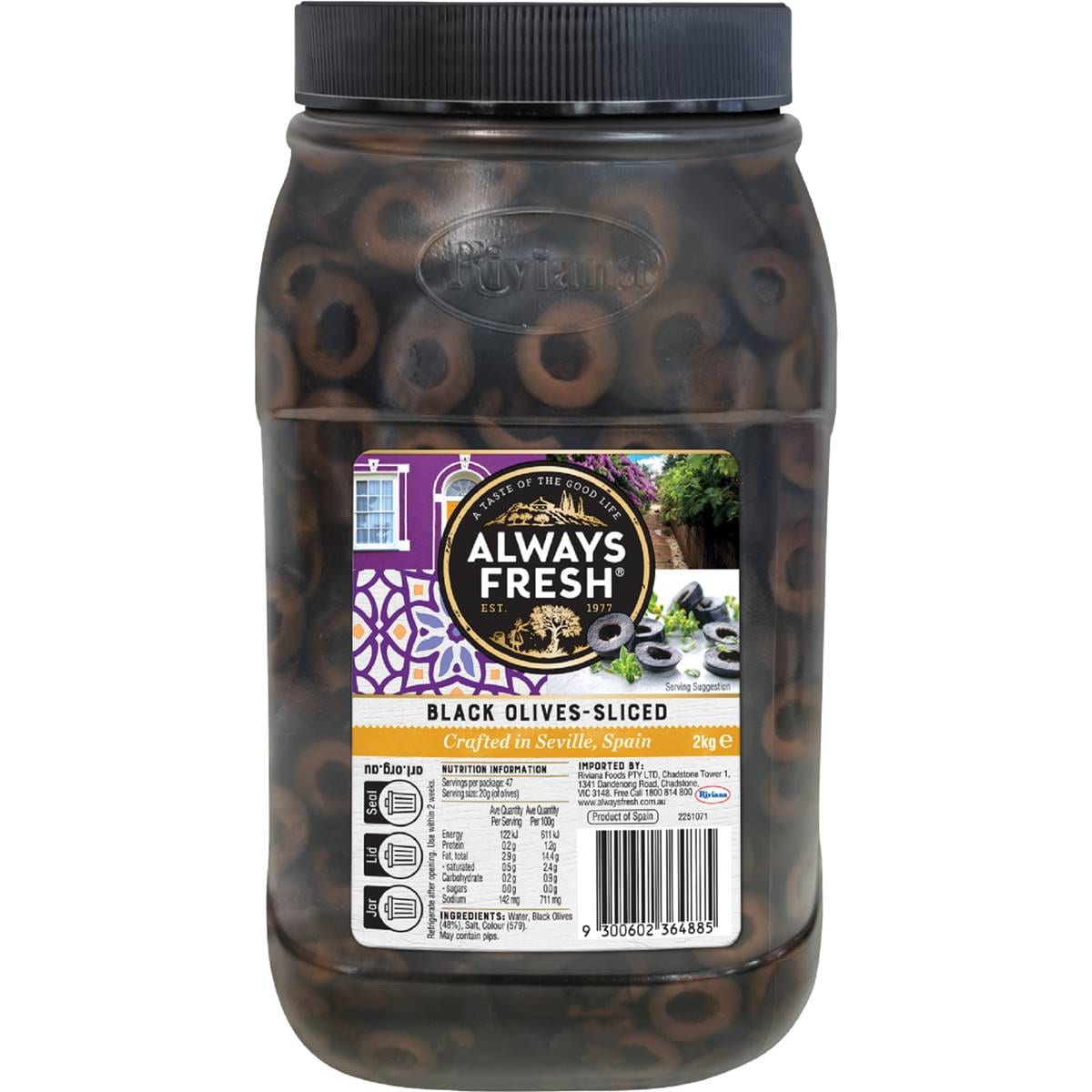 Always Fresh Black Olives Sliced 2kg Woolworths