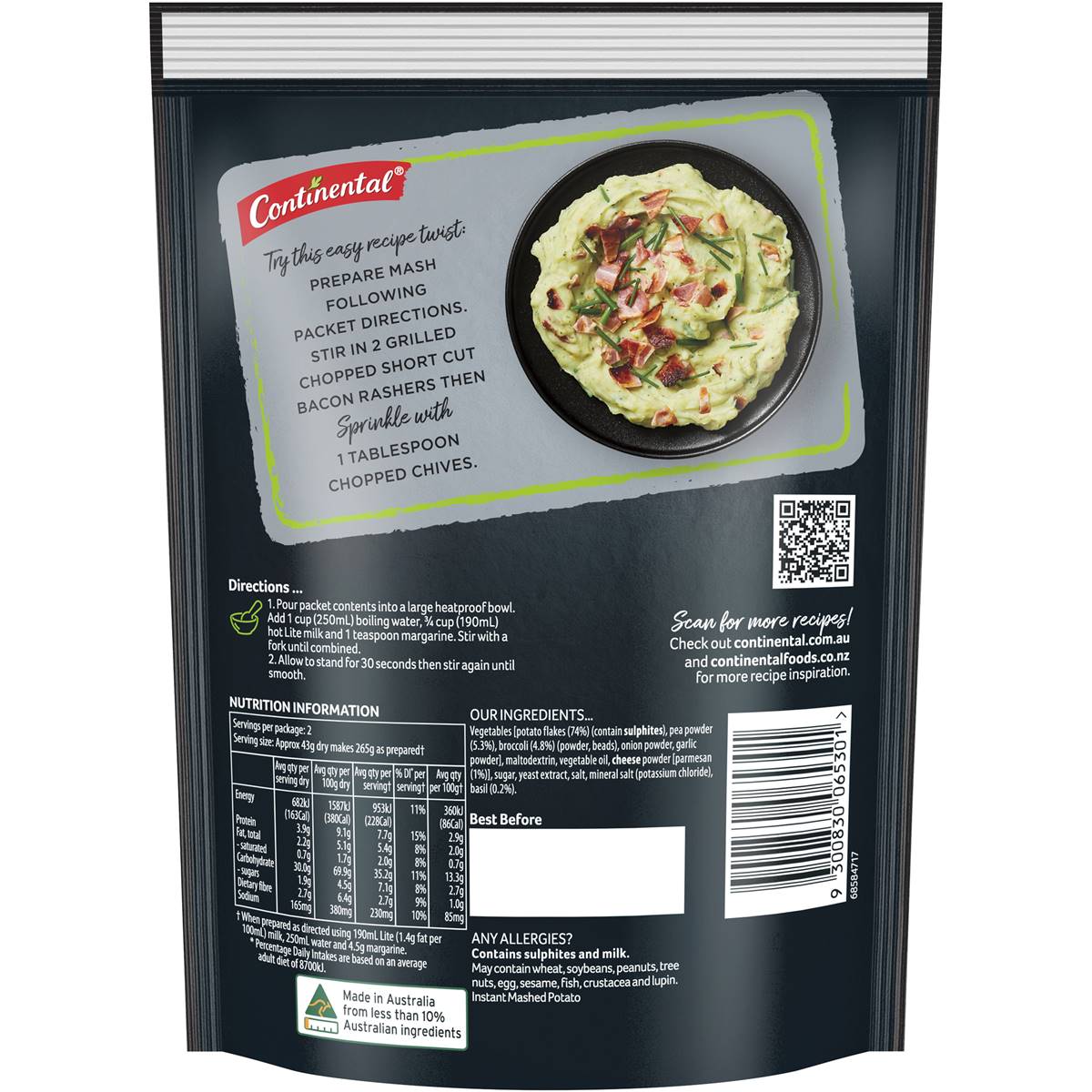 Continental Smashed Sensations Green Pea & Broccoli Potato Mash Serves