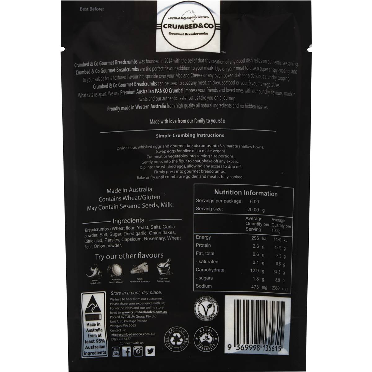 Crumbed & Co Breadcrumbs Panko French Style Garlic & Herbs 120g Woolworths