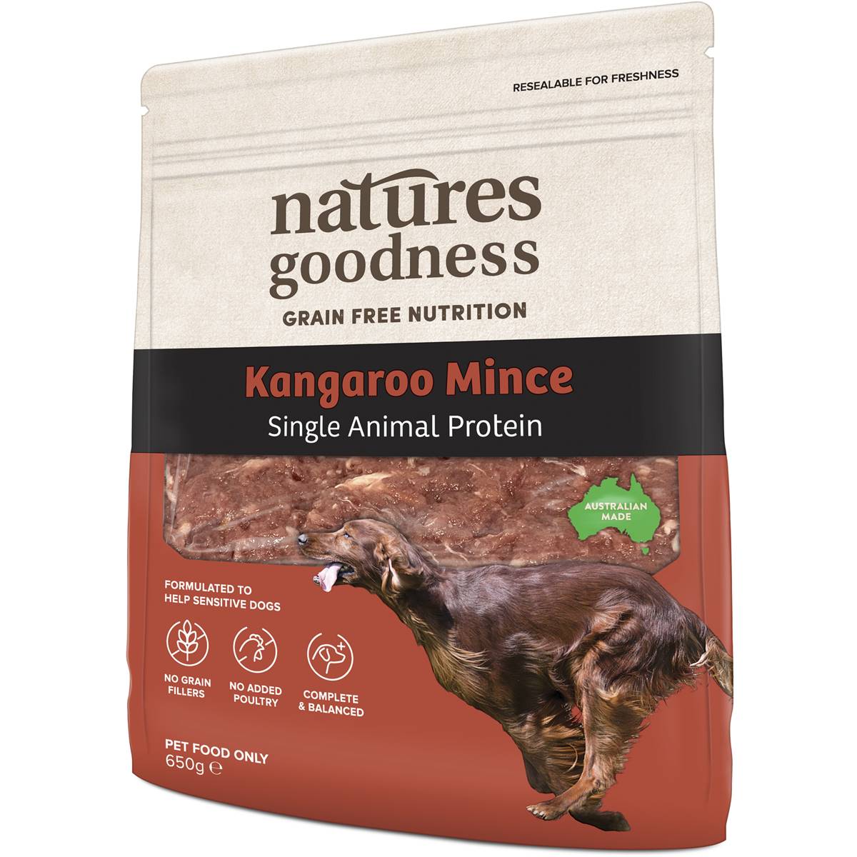 Natures Goodness Grain Free Adult Chilled Fresh Dog Food Kangaroo Mince