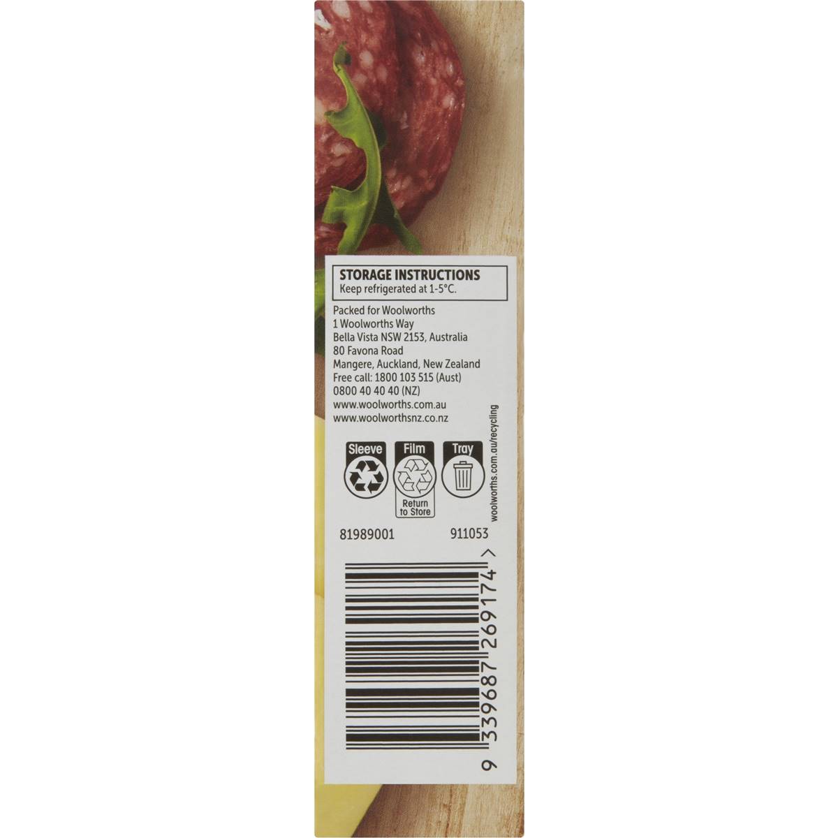 Woolworths Australian Tasty Cheese & Mild Salami Slices 40g Woolworths