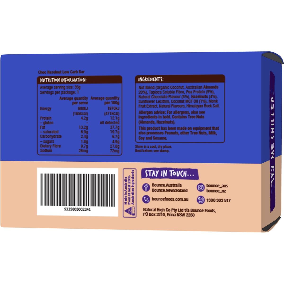 Bounce Keto Low Carb Choc Hazelnut Bars 5 Pack Woolworths