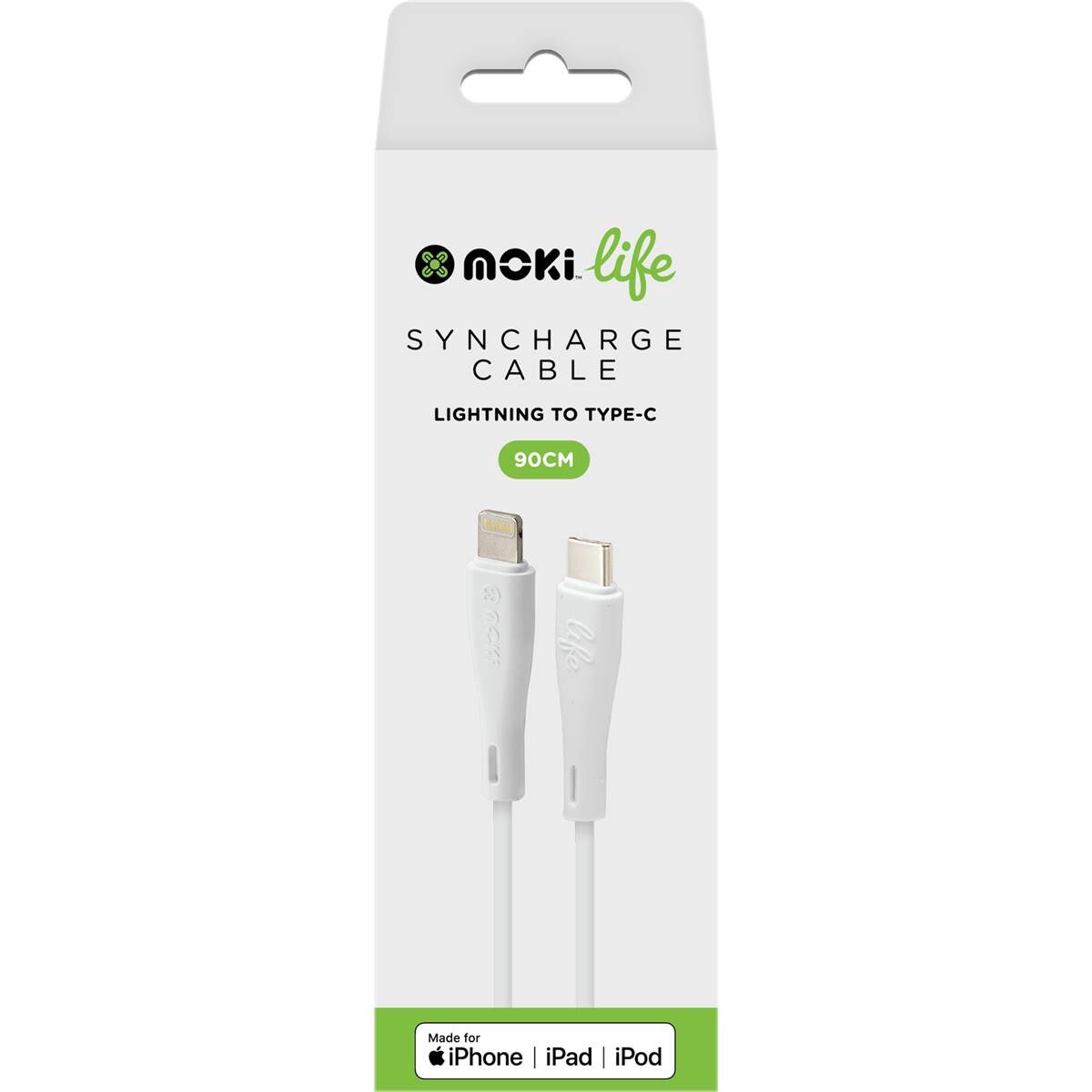 Moki Life Lightning Typec 90cm Cable Each Woolworths