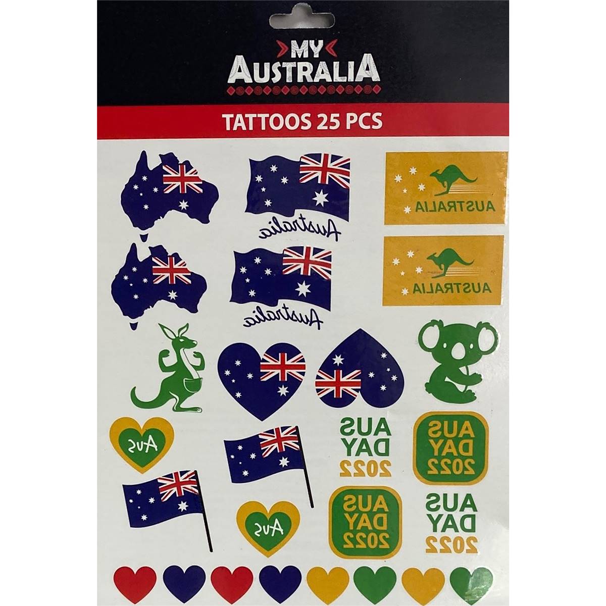 Australia Day Summer 25 Piece Temporary Tattoos Each Woolworths