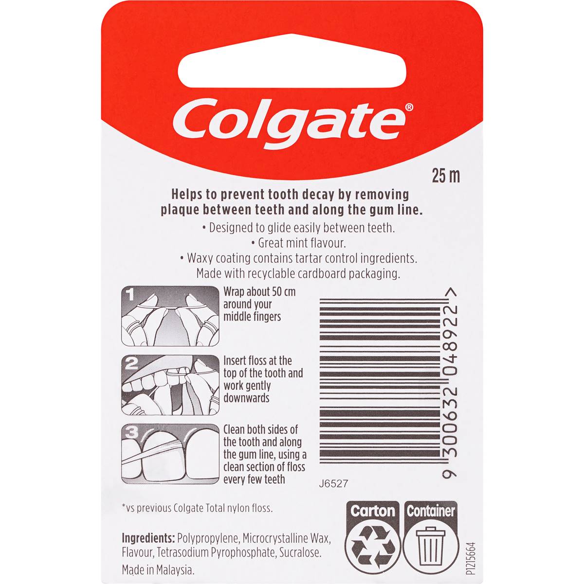Colgate Dental Floss Total Tartar Control 25m Woolworths