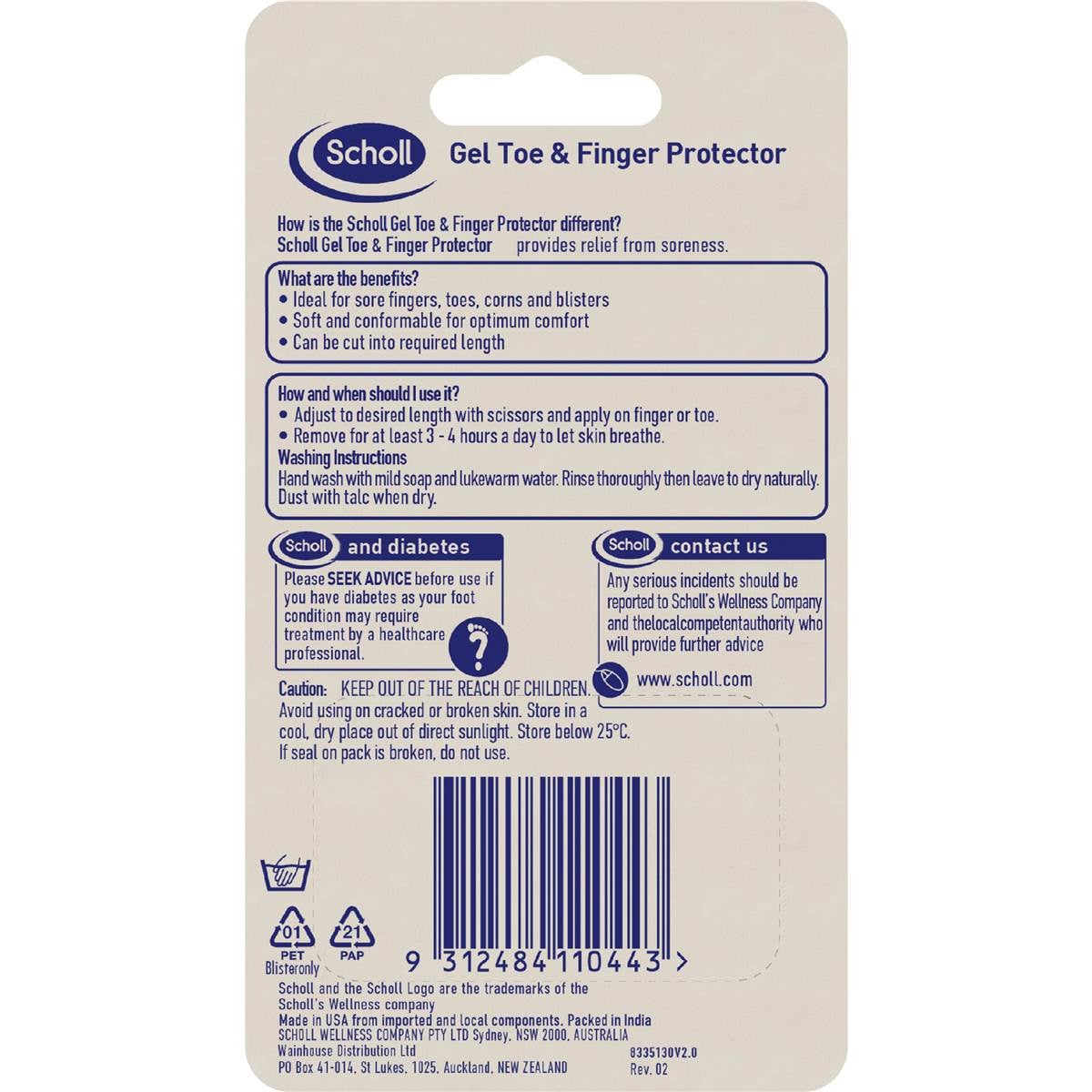 Scholl Gel Finger & Toe Foot Care Protector Each Woolworths