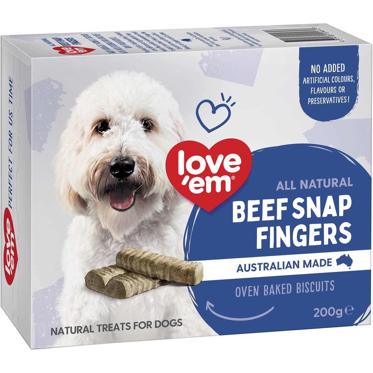 Love'em Dog Treats All Natural Beef Snap Fingers 200g Woolworths