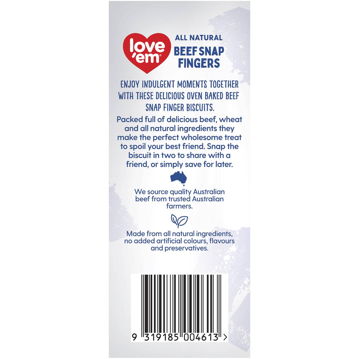Love'em Dog Treats All Natural Beef Snap Fingers 200g Woolworths