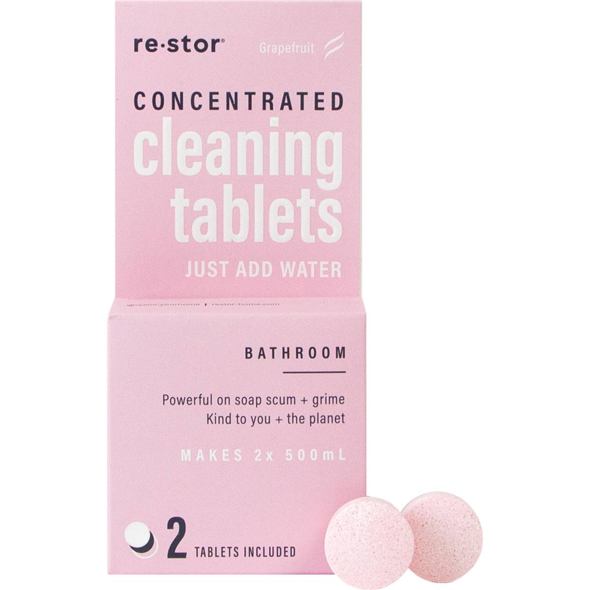 Restor Concentrated Cleaning Tablet Bathroom Grapefruit 2 Pack Woolworths