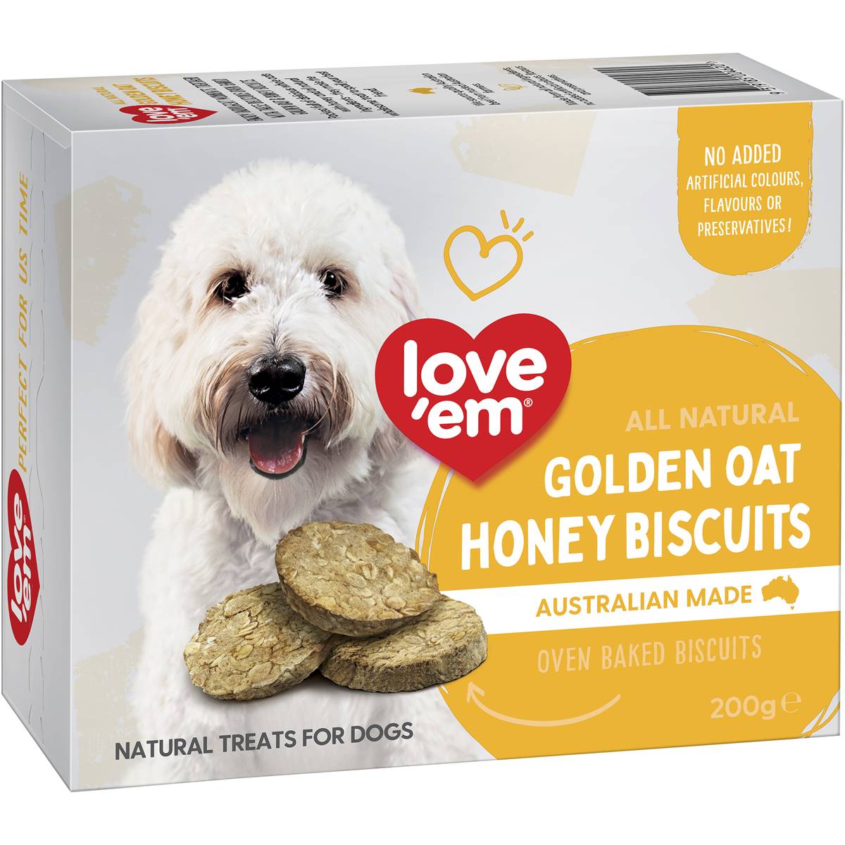 Love'em Dog Treats All Natural Golden Oat Honey Biscuits 200g Woolworths