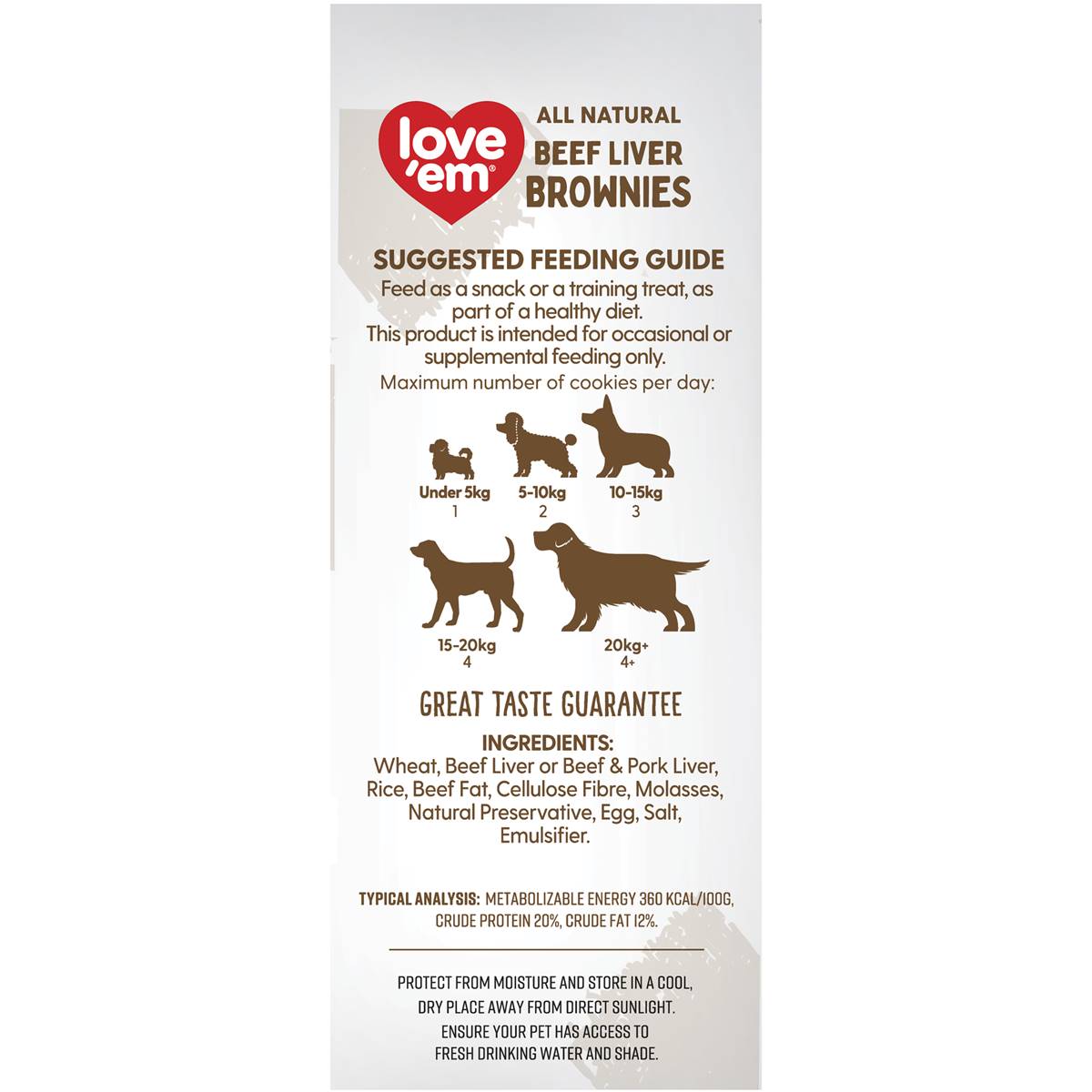 Love'em Dog Treats All Natural Beef Liver Brownies 200g Woolworths
