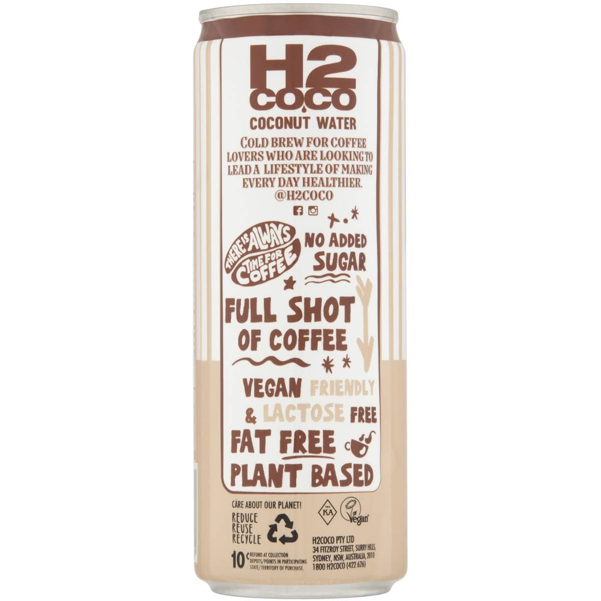 H2Coco Cold Brew Iced Coffee Can 355mL | Woolworths