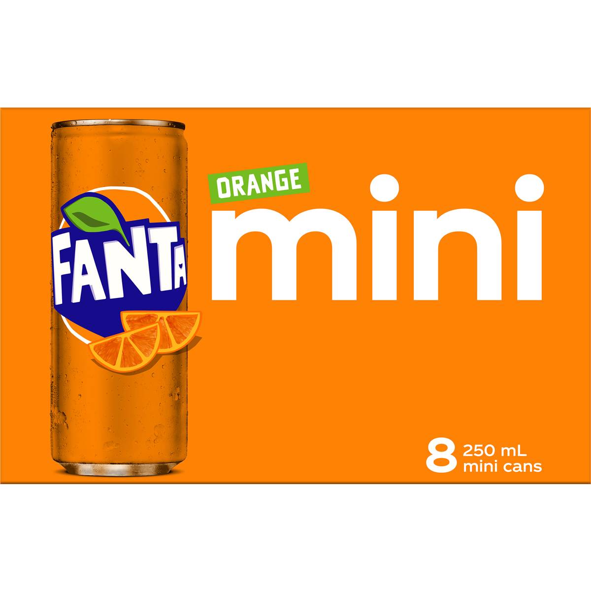 Fanta Mini Orange Soft Drink Cans 250ml X8 Pack | Woolworths