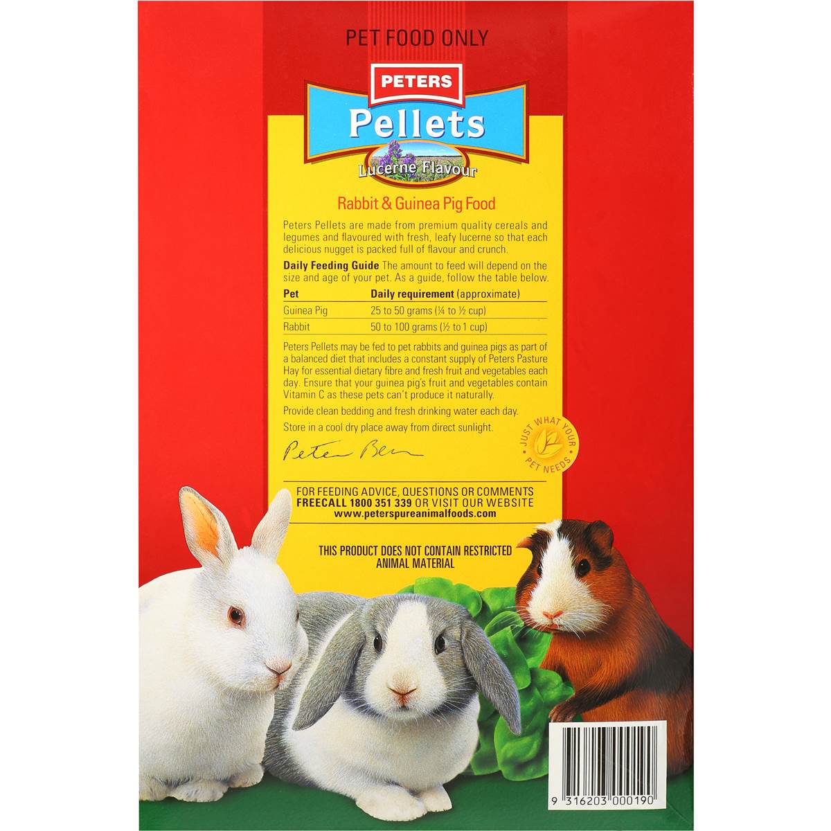 Peters Rabbit & Guinea Pig Lucerne Pellets 2kg Woolworths