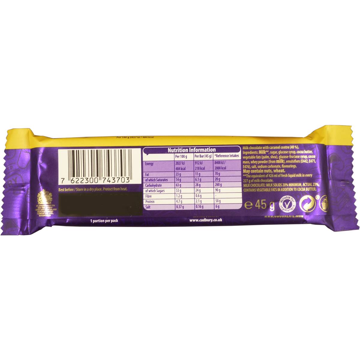 Cadbury Dairy Milk Caramel Bar 45g | Woolworths