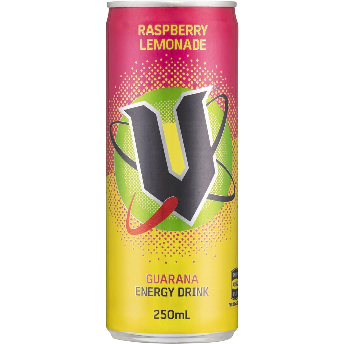 V Energy Raspberry Lemonade Guarana Energy Drink 250mlx 4pack Woolworths