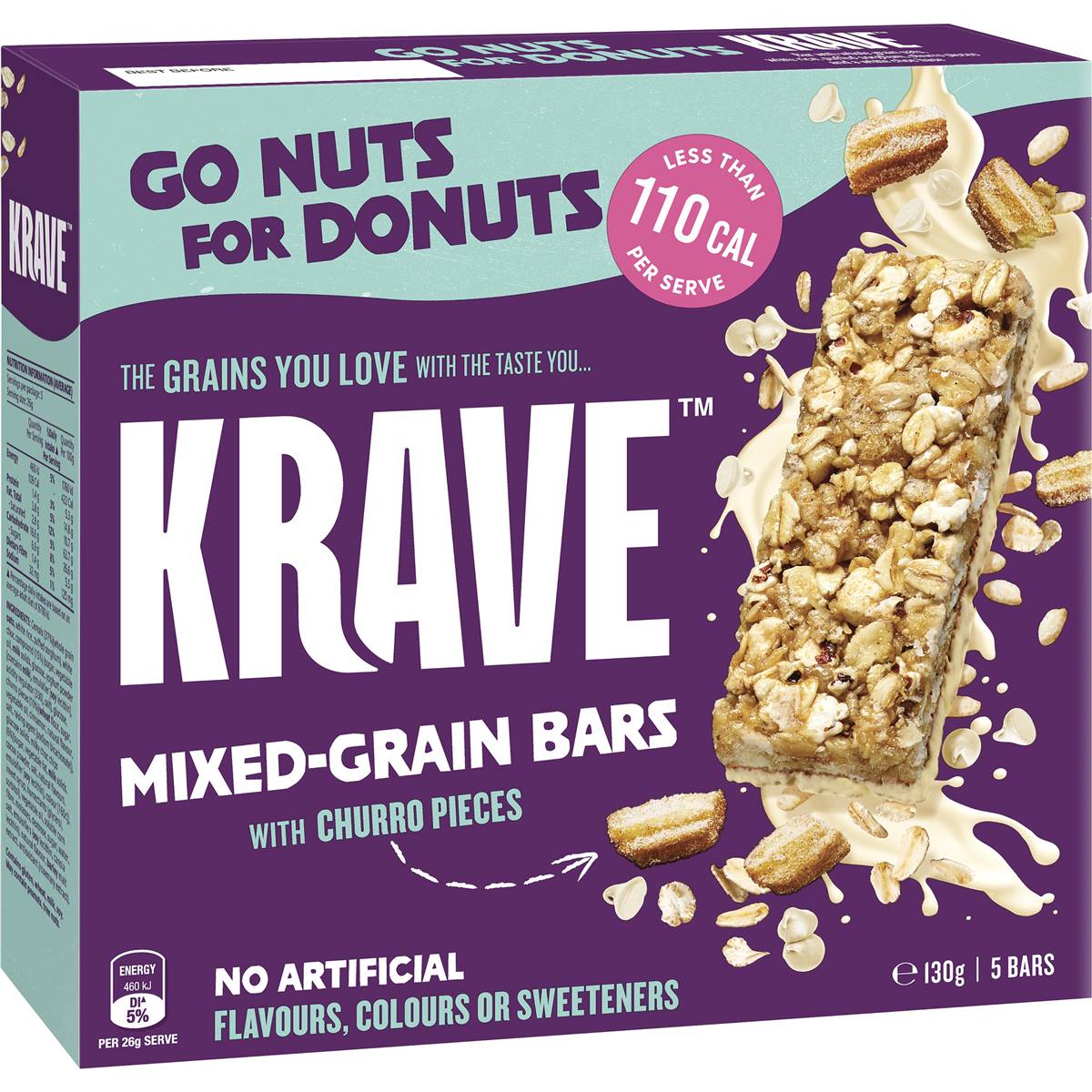 Krave Go Nuts For Donuts Mixed Grain Snack Bars 5 Pack Woolworths