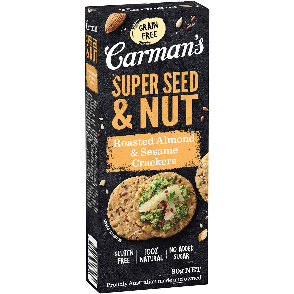 Carman's Super Seed & Nut Roasted Almond & Sesame Crackers 80g Woolworths