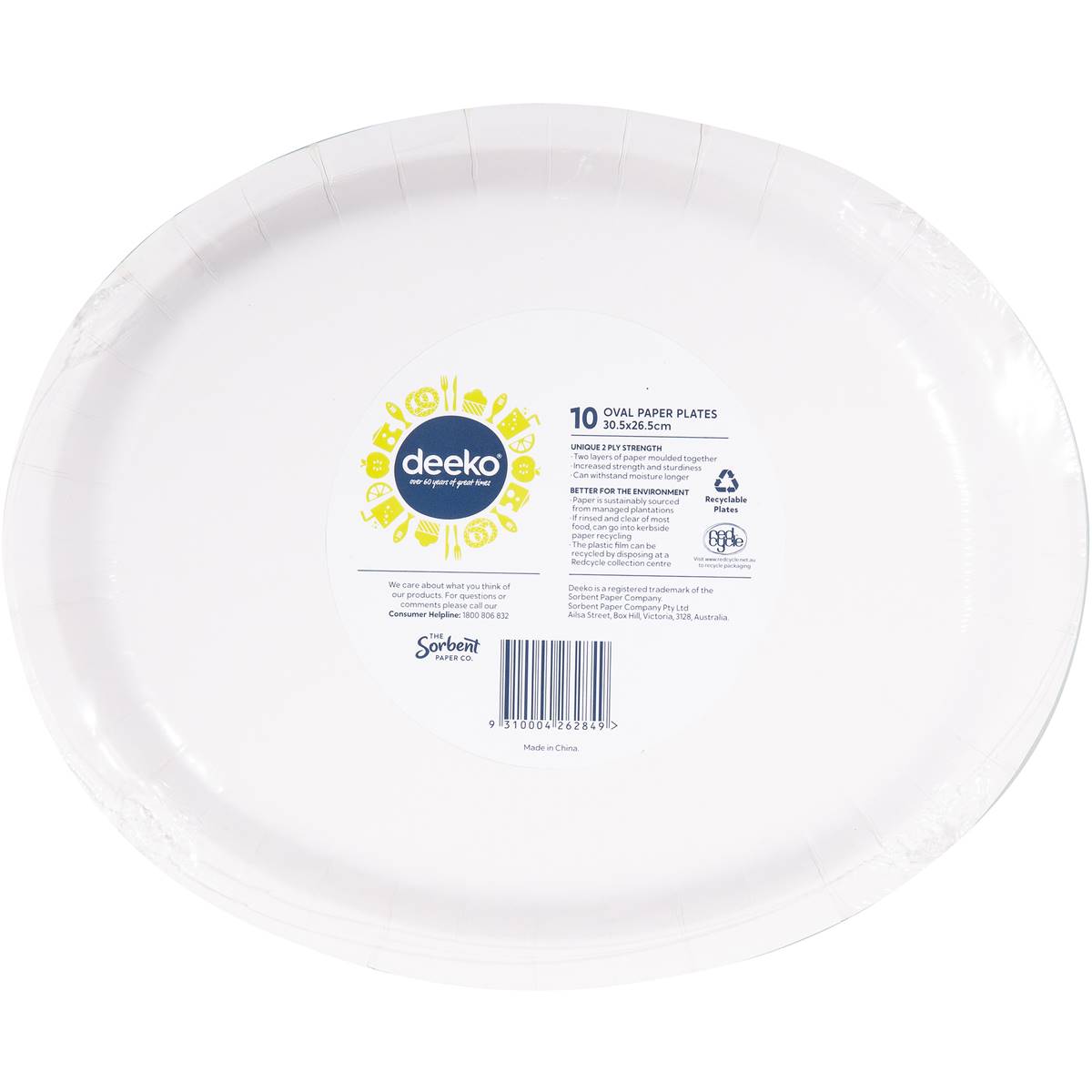 Deeko Paper Oval Plates 10 Pack | Woolworths