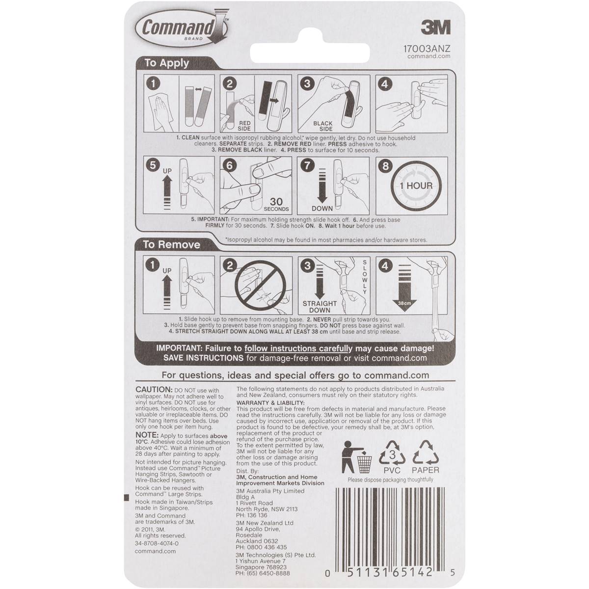 3m Command Adhesive Large Utility Hook White Each | Woolworths