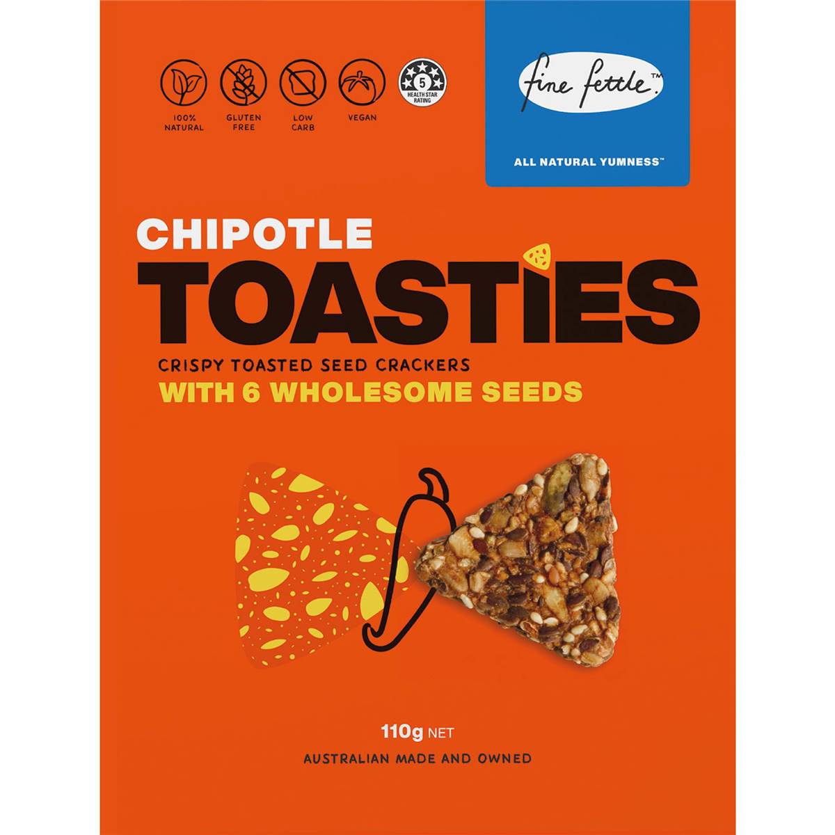 Fine Fettle Chipotle Toasties Seed Crackers