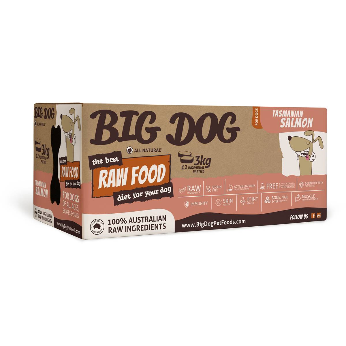 Big Dog Frozen Salmon Dog Food 250gx 12 Pack | Woolworths