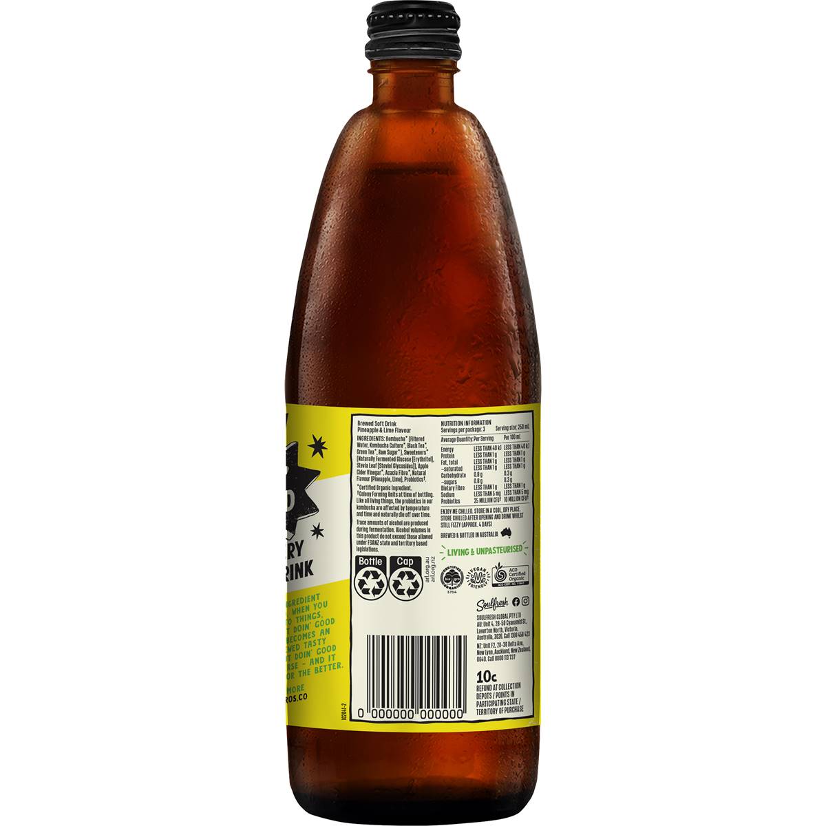 Lo Bros Kombucha Pineapple & Lime 750ml Woolworths