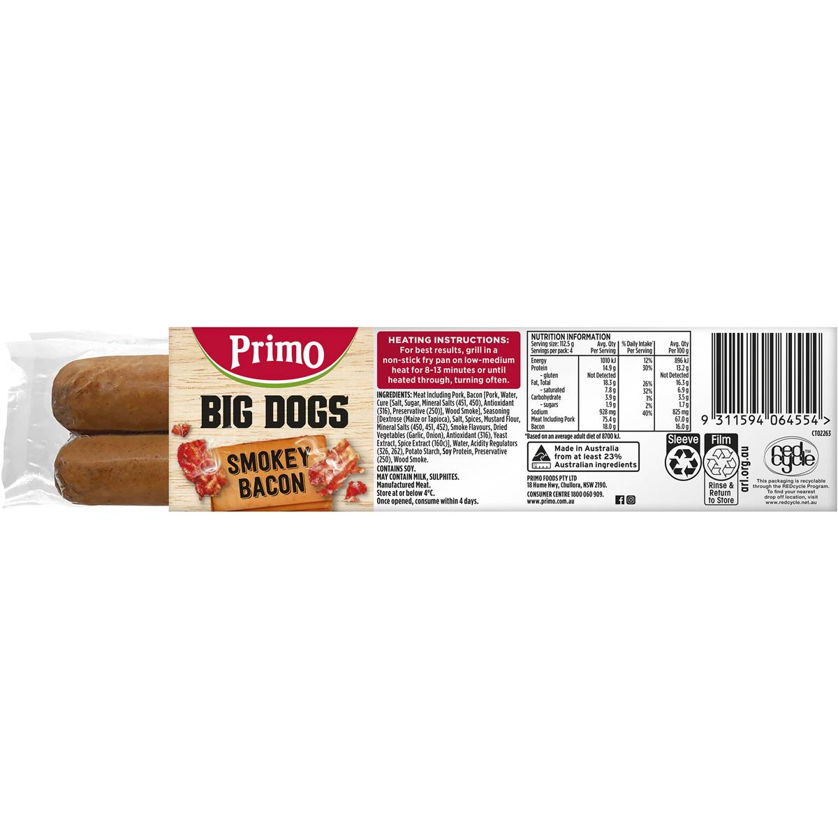 Primo Big Dogs Smokey Bacon 4 Pack Woolworths