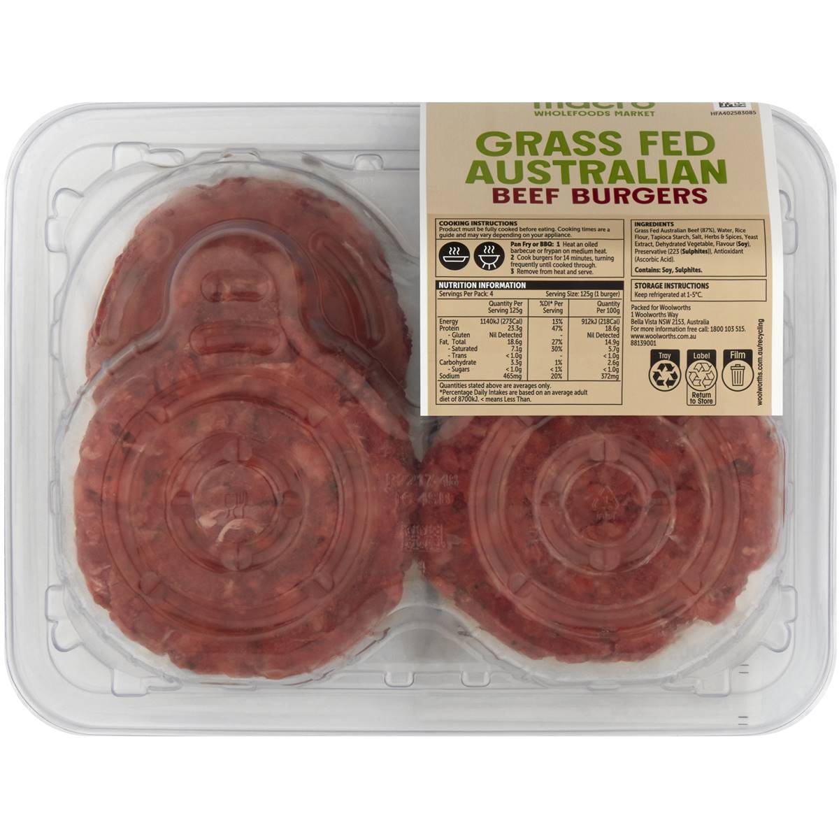 Macro Grass Fed Beef Burger G Woolworths