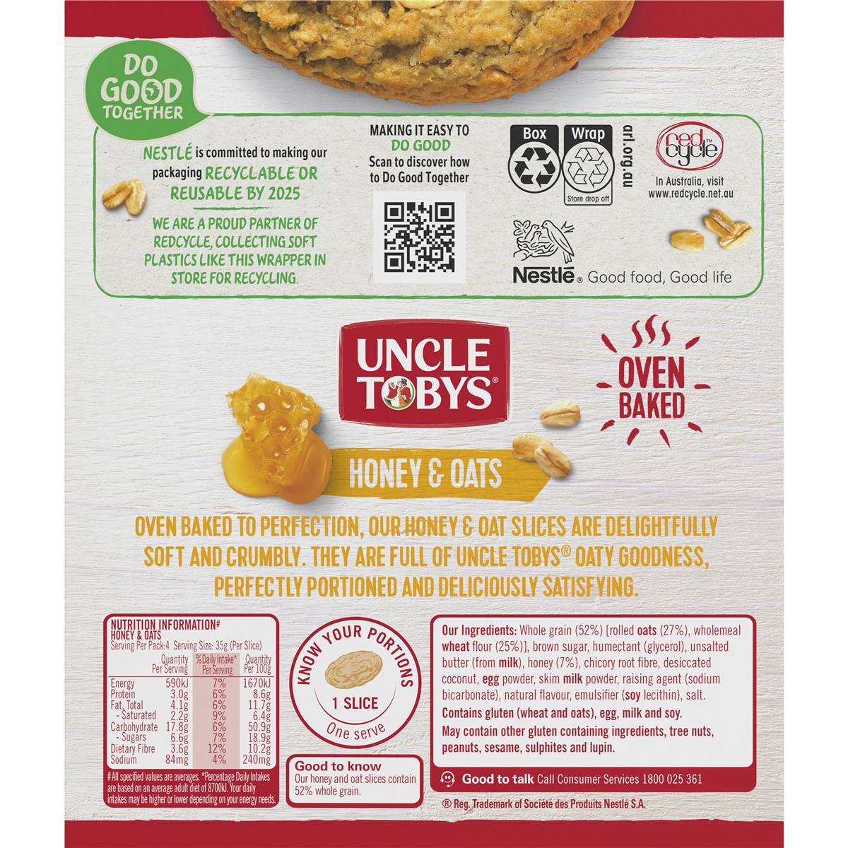 Uncle Tobys Oat Slice Honey & Oats Snack Slices 4 Pack Woolworths