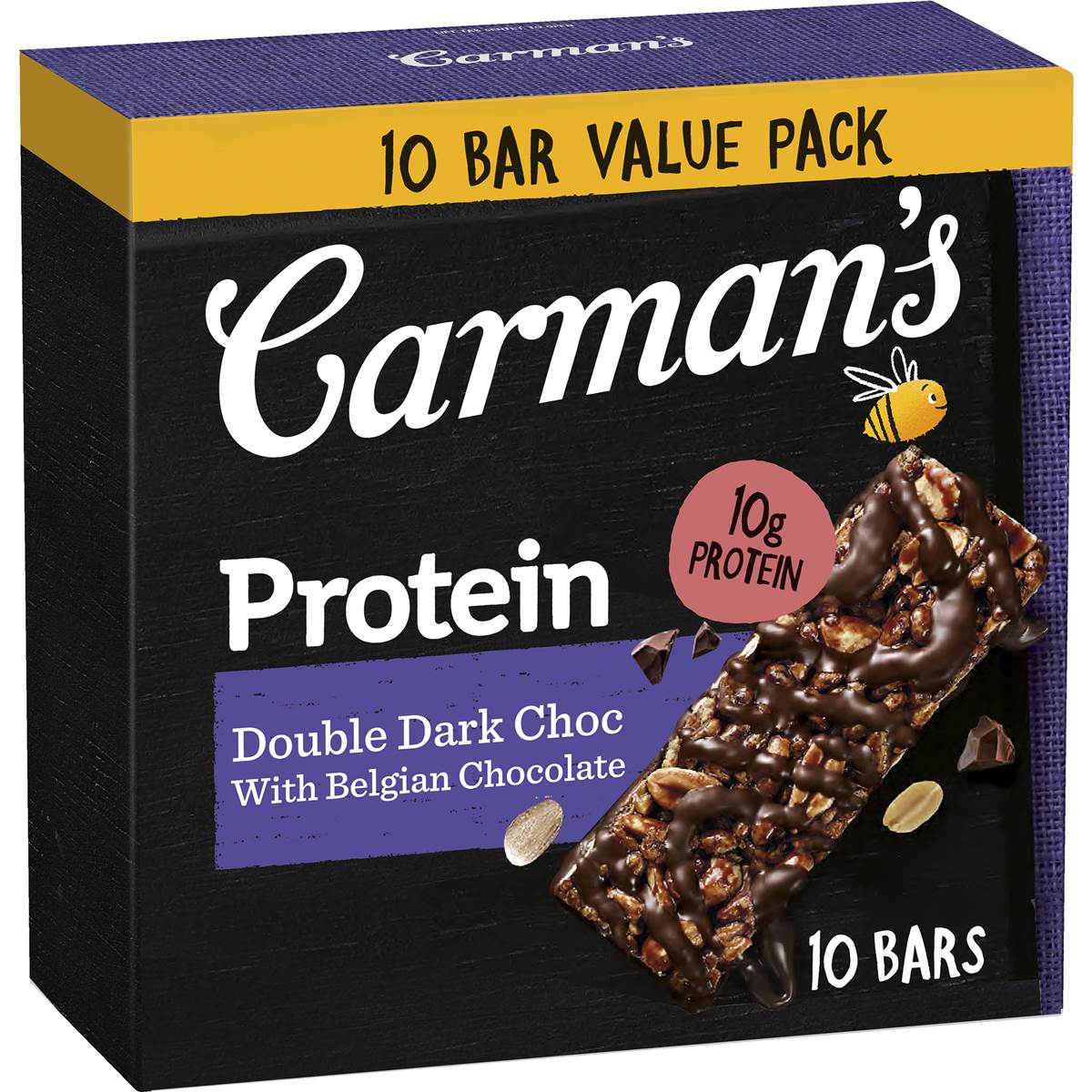 Carman's Protein Bars Double Dark Choc With Belgian Chocolate 10 Pack