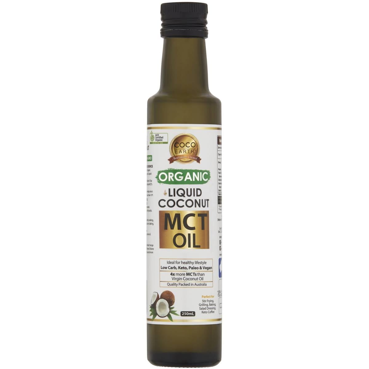 Coco Earth Organic Liquid Coconut Premium Oil Mct 100 Pure 250ml