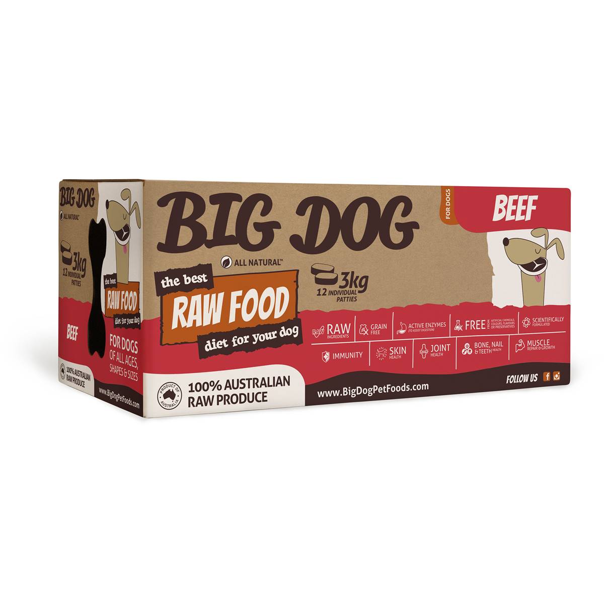 Big Dog Frozen Beef Dog Food 250gx 12 Pack | Woolworths