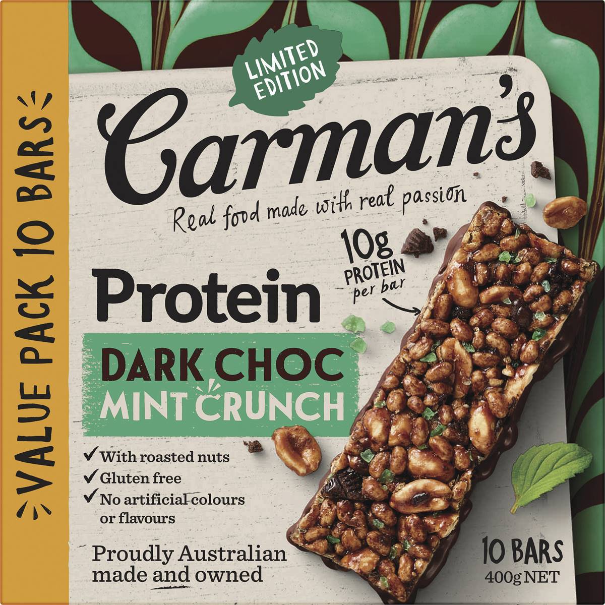 Carman's Protein Bars Choc Mint 10 Pack | Woolworths