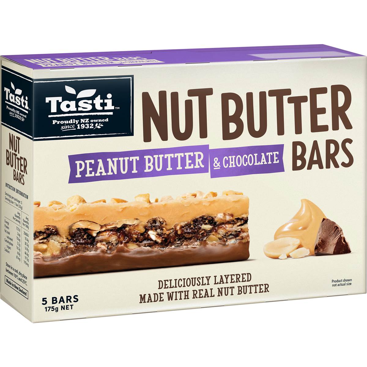 Tasti Nut Butter Bars Peanut Butter & Chocolate 5 Pack Woolworths