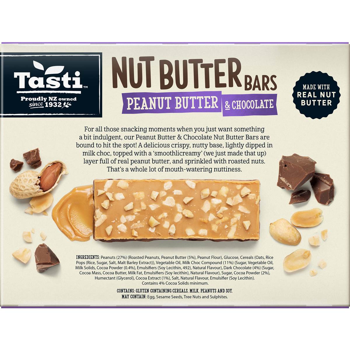 Tasti Nut Butter Bars Peanut Butter & Chocolate 5 Pack Woolworths