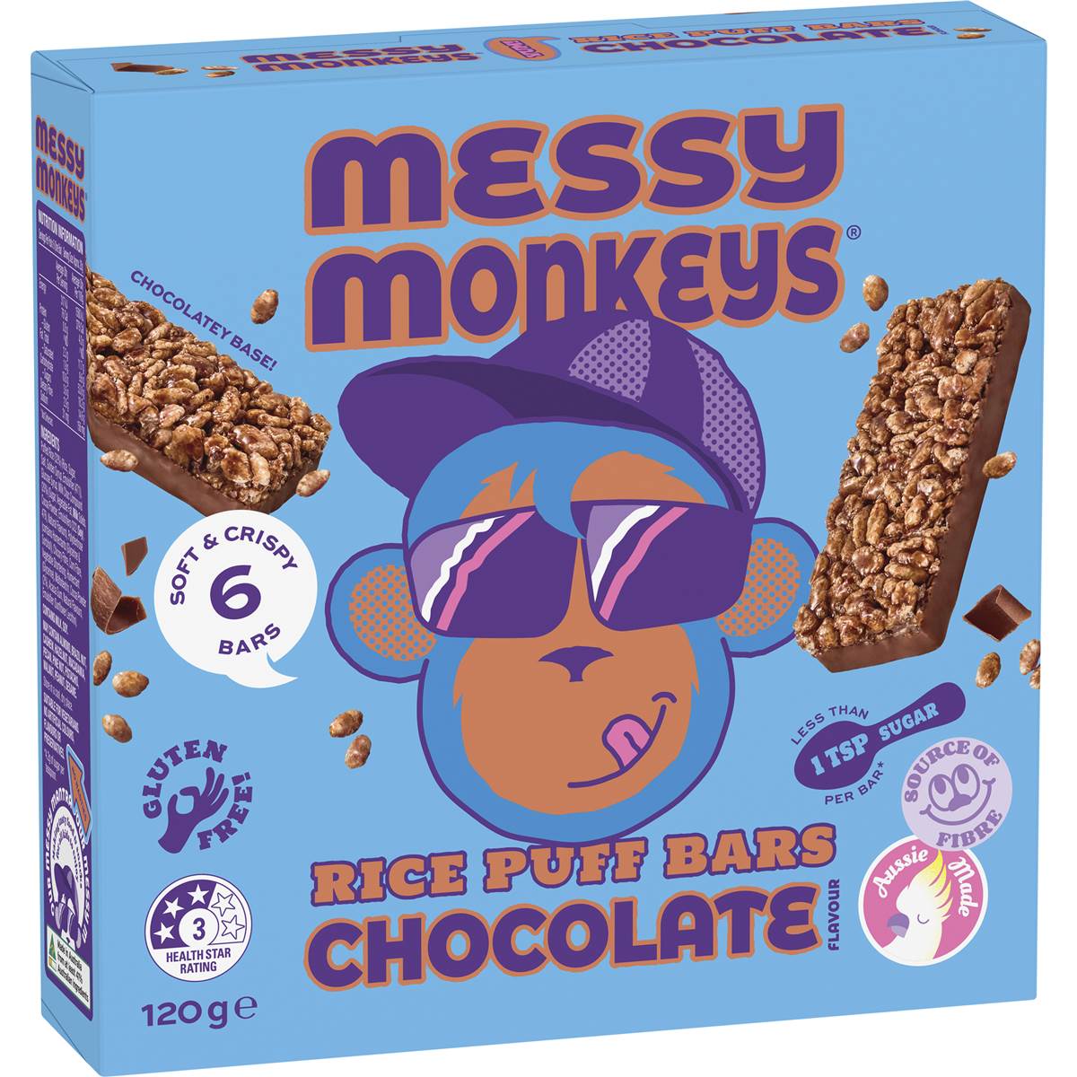 Messy Monkeys Choc Rice Puff Bars 