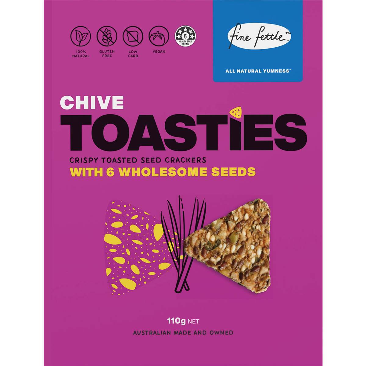 Fine Fettle Chive Toasties Seed Crackers