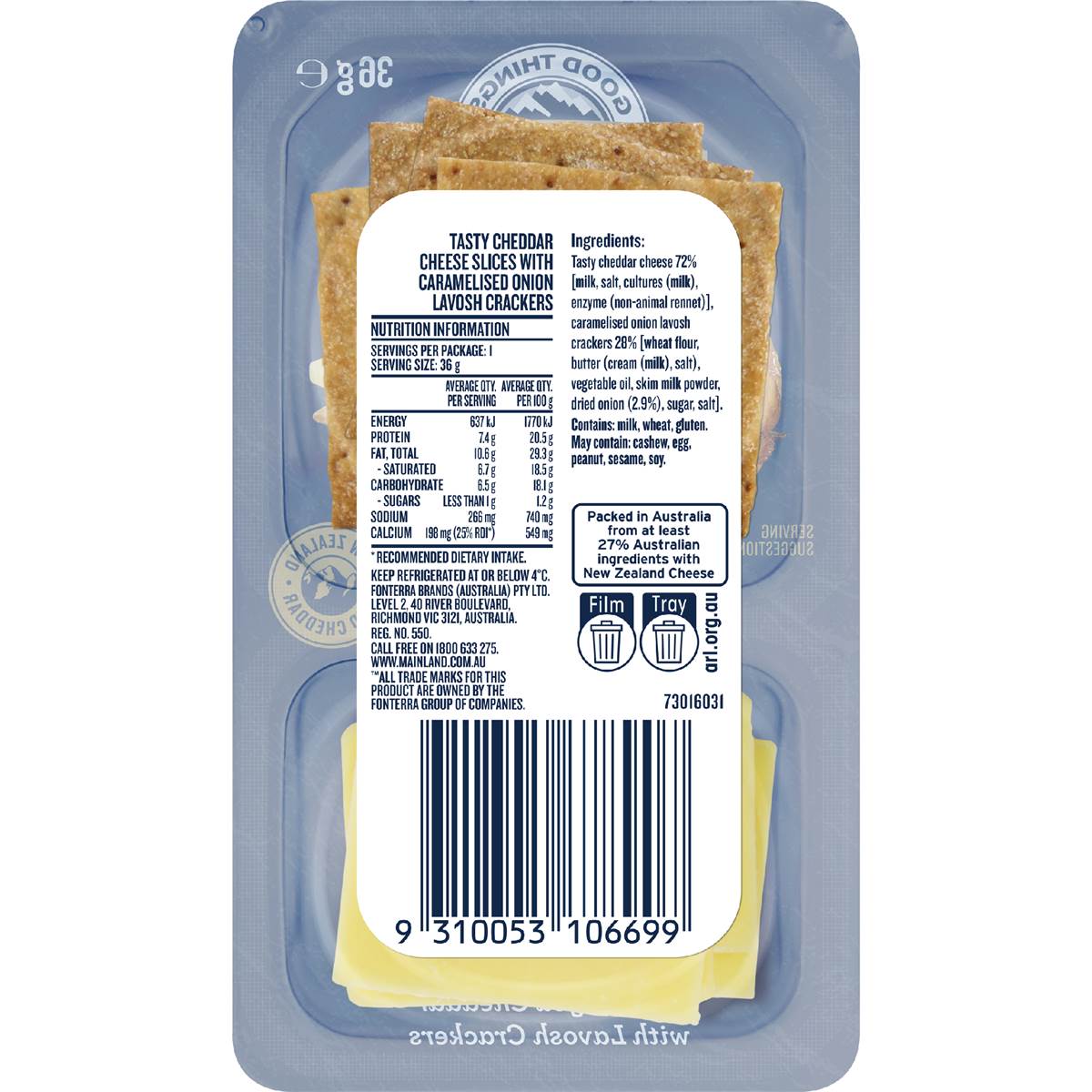 Mainland Cheese & Lavosh Crackers Caramelised Onion 36g Woolworths